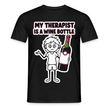 Mein Therapeut ist eine Weinflasche - Männer T-Shirt - Schwarz - Vorne - AI Model Male 178 light (178cm)