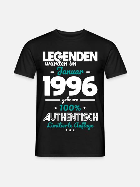 30. Geburtstag - Legenden wurden im Januar 1996 - Männer T-Shirt - Schwarz