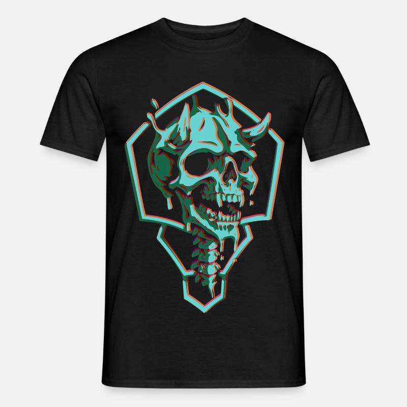 Neonkranium i sekskant - Mænd T-shirt - sort