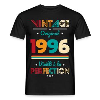 1996 – Vintage – Perfekt gereift - Männer T-Shirt - Schwarz - Vorne - AI Model Male 178 light (178cm)