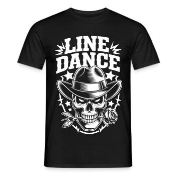 Line Dance Skull Cowboy - Men's T-Shirt - black - Front - AI Model Male 178 light (178cm)