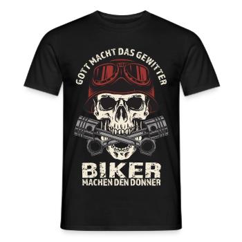 Gott macht das Gewitter - Biker den Donner - Männer T-Shirt - Schwarz - Vorne - AI Model Male 178 light (178cm)