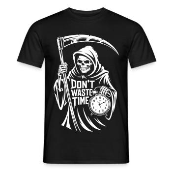 Horloge de la Faucheuse – Motif Ne Pas Perdre Temps - T-shirt homme - noir - Devant - AI Model Male 178 light (178cm)