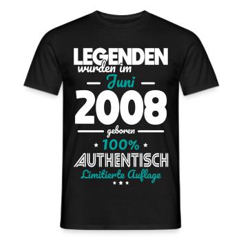 18. Geburtstag - Legenden wurden im Juni 2008 - Männer T-Shirt - Schwarz - Vorne - AI Model Male 178 light (178cm)