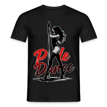 Pole Dance Silhouette – Elegant Pin-Up Art - Men's T-Shirt - black - Front - AI Model Male 178 light (178cm)