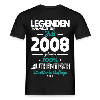 18. Geburtstag - Legenden wurden im Juli 2008 - Männer T-Shirt - Schwarz - Vorne - AI Model Male 178 light (178cm)