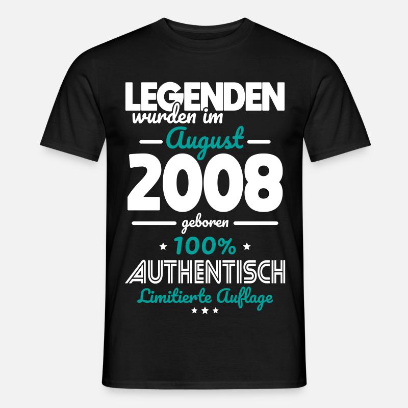 18. Geburtstag - Legenden wurden im August 2008 - Männer T-Shirt - Schwarz