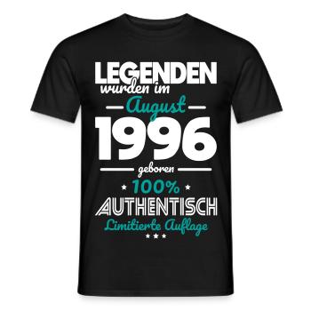 30. Geburtstag - Legenden wurden im August 1996 - Männer T-Shirt - Schwarz - Vorne - AI Model Male 178 light (178cm)