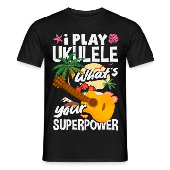 Je joue du ukulélé, quel est votre superpouvoir, musique hawaïenne - T-shirt homme - noir - Devant - AI Model Male 178 light (178cm)