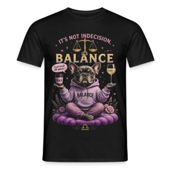 Bulldog Zen Humor - Libra Zodiac - Men's T-Shirt - black - Front - AI Model Male 178 light (178cm)