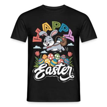 Joyeuse Pâques, douce chasse aux œufs du lapin, œufs de Pâques - T-shirt homme - noir - Devant - AI Model Male 178 light (178cm)