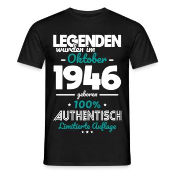 80. Geburtstag - Legenden wurden im Oktober 1946 - Männer T-Shirt - Schwarz - Vorne - AI Model Male 178 light (178cm)