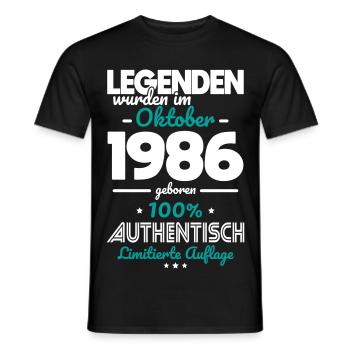 40. Geburtstag - Legenden wurden im Oktober 1986 - Männer T-Shirt - Schwarz - Vorne - AI Model Male 178 light (178cm)