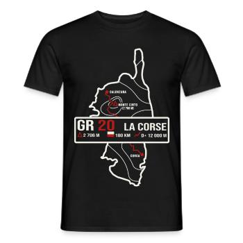 GR20 Corse randonne cadeau randonneur - T-shirt homme - noir - Devant - AI Model Male 178 light (178cm)