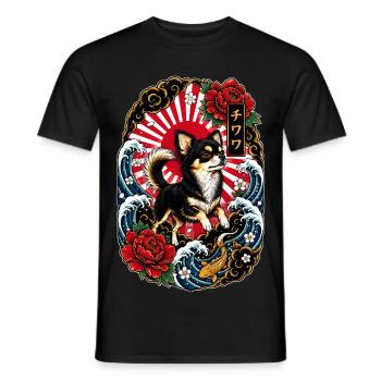 Chihuahua im japanischen Tattoo Style - Männer T-Shirt - Schwarz - Vorne - AI Model Male 178 light (178cm)