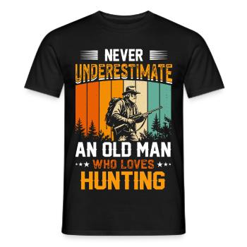 Ne sous-estimez jamais un vieil homme qui chasse - T-shirt homme - noir - Devant - AI Model Male 178 light (178cm)