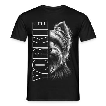 Yorkshire Terrier Porträt mit YORKIE Schriftzug - Männer T-Shirt - Schwarz - Vorne - AI Model Male 178 light (178cm)