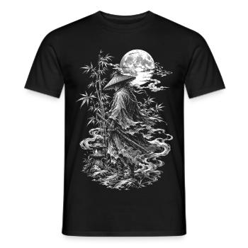 Ronin samouraïs japonais avec Chapeau de paille et katana - T-shirt homme - noir - Devant - AI Model Male 178 light (178cm)