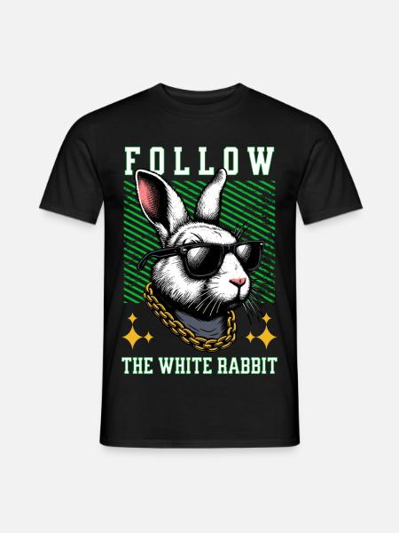 FOLLOW THE WHITE RABBIT - Männer T-Shirt - Schwarz