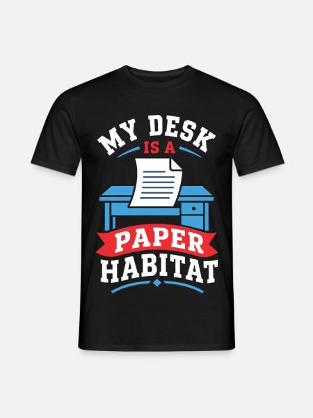 Schreibtisch als Papier Habitat - Männer T-Shirt - Schwarz
