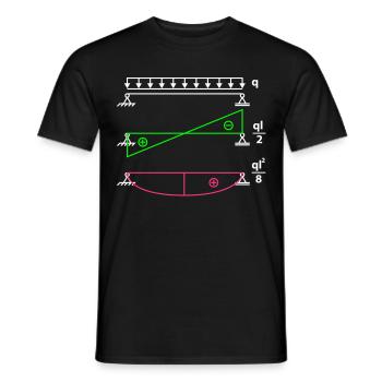 Simply supported beams - (q times square l) eighth - Men's T-Shirt - black - Front - AI Model Male 178 light (178cm)