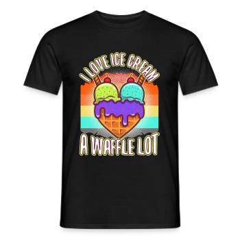 I love ice cream a waffle lot - Men's T-Shirt - black - Front - AI Model Male 178 light (178cm)
