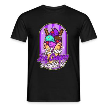 I love ice cream a waffle lot - Men's T-Shirt - black - Front - AI Model Male 178 light (178cm)
