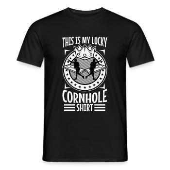 C’est ma chemise porte-bonheur en cornhole - T-shirt homme - noir - Devant - AI Model Male 178 light (178cm)