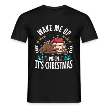 Wake me up when its Christmas - Men's T-Shirt - black - Front - AI Model Male 178 light (178cm)