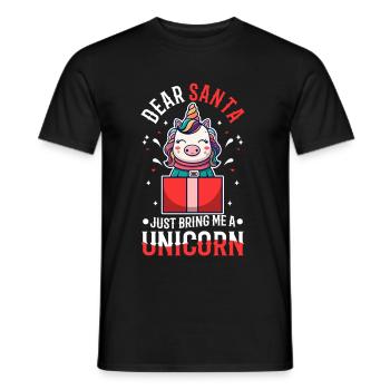 Dear santa just bring me a unicorn - Men's T-Shirt - black - Front - AI Model Male 178 light (178cm)