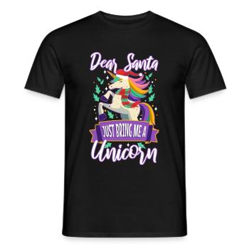 Dear santa just bring me a unicorn - Men's T-Shirt - black - Front - AI Model Male 178 light (178cm)