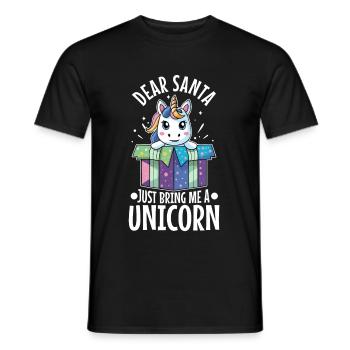 Dear santa just bring me a unicorn - Men's T-Shirt - black - Front - AI Model Male 178 light (178cm)