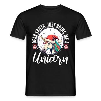 Dear santa just bring me a unicorn - Men's T-Shirt - black - Front - AI Model Male 178 light (178cm)