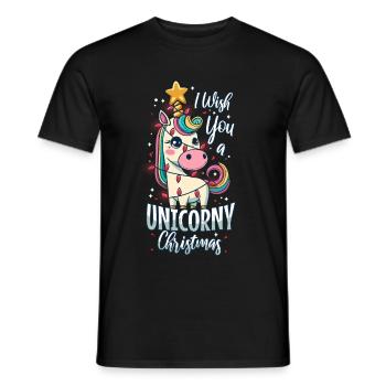 I wish you a Unicorny christmas - Men's T-Shirt - black - Front - AI Model Male 178 light (178cm)