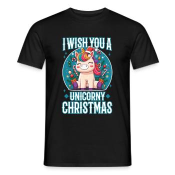 I wish you a Unicorny christmas - Men's T-Shirt - black - Front - AI Model Male 178 light (178cm)