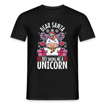Dear santa just bring me a unicorn - Men's T-Shirt - black - Front - AI Model Male 178 light (178cm)