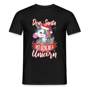 Dear santa just bring me a unicorn - Men's T-Shirt - black - Front - AI Model Male 178 light (178cm)