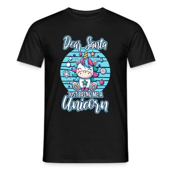 Dear santa just bring me a unicorn - Men's T-Shirt - black - Front - AI Model Male 178 light (178cm)