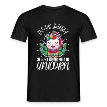 Dear santa just bring me a unicorn - Men's T-Shirt - black - Front - AI Model Male 178 light (178cm)