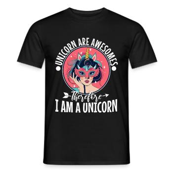 Unicorns are awesome therefore i am a unicorn - Men's T-Shirt - black - Front - AI Model Male 178 light (178cm)