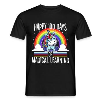 Joyeux 100 jours d’apprentissage magique - T-shirt homme - noir - Devant - AI Model Male 178 light (178cm)