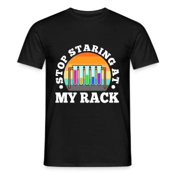 Stop Staring At My Rack - Men's T-Shirt - black - Front - AI Model Male 178 light (178cm)