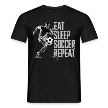 Eat Sleep Soccer Repeat für Fussballspieler - Männer T-Shirt - Schwarz - Vorne - AI Model Male 178 light (178cm)