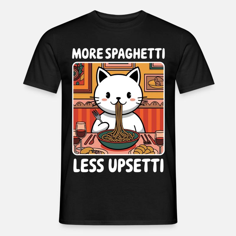More Spaghetti Less Upsetti Cute Cat Pasta Lover - Männer T-Shirt - Schwarz