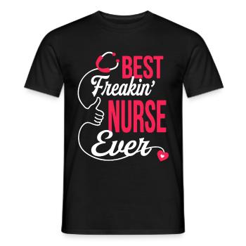 Best Freakin Nurse Ever - Men's T-Shirt - black - Front - AI Model Male 178 light (178cm)