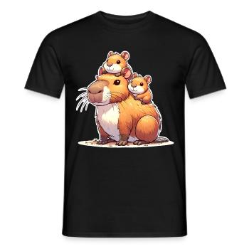 Capybara Maman Fils Fille Enfants - T-shirt homme - noir - Devant - AI Model Male 178 light (178cm)