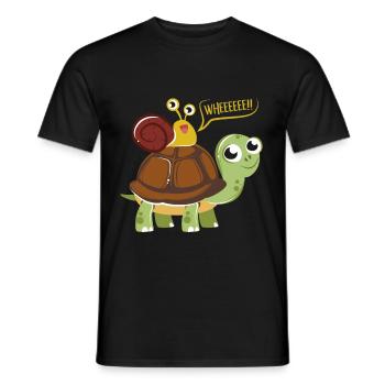 Turtle snail funny cute graphic - Men's T-Shirt - black - Front - AI Model Male 178 light (178cm)