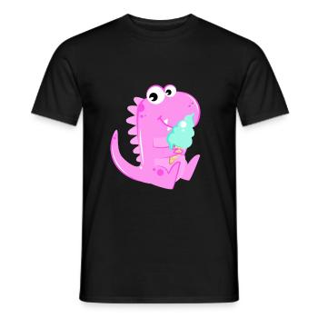 Pink Dino Dinosaur Ice Cream Ice Kids Kids - Men's T-Shirt - black - Front - AI Model Male 178 light (178cm)