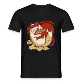 Miso Happy Cats Ramen Japanese Noodles Kittens - Men's T-Shirt - black - Front - AI Model Male 178 light (178cm)