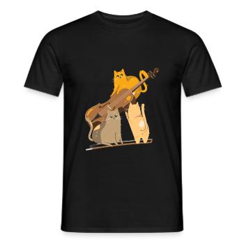 Lustige Katzen Violine Geige Violinistin Geigerin - Männer T-Shirt - Schwarz - Vorne - AI Model Male 178 light (178cm)
